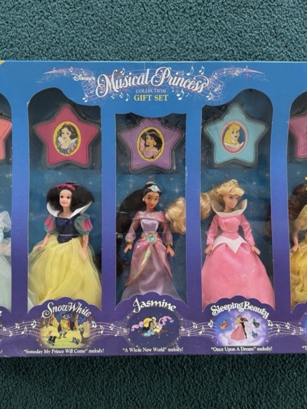 NEW 1994 Disney Musical Princesses, Jasmine,Belle,Cinderella,Snow White, Aurora